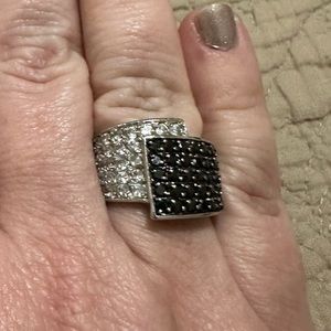 Black and white costume statement ring.